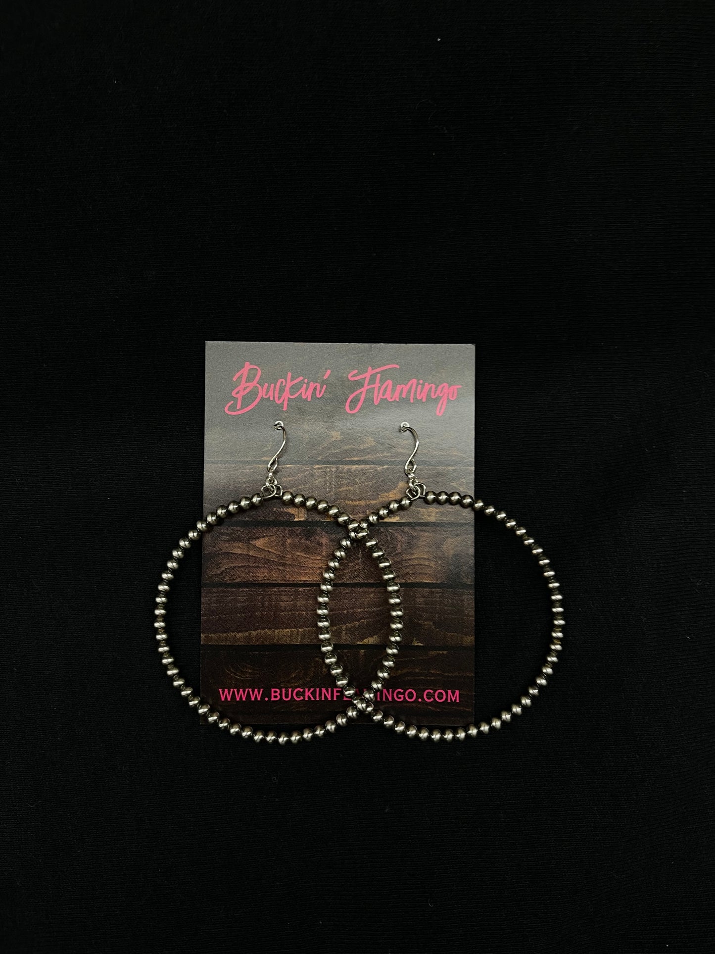 2" 3mm Navajo Pearls Hoop Dangle Earrings