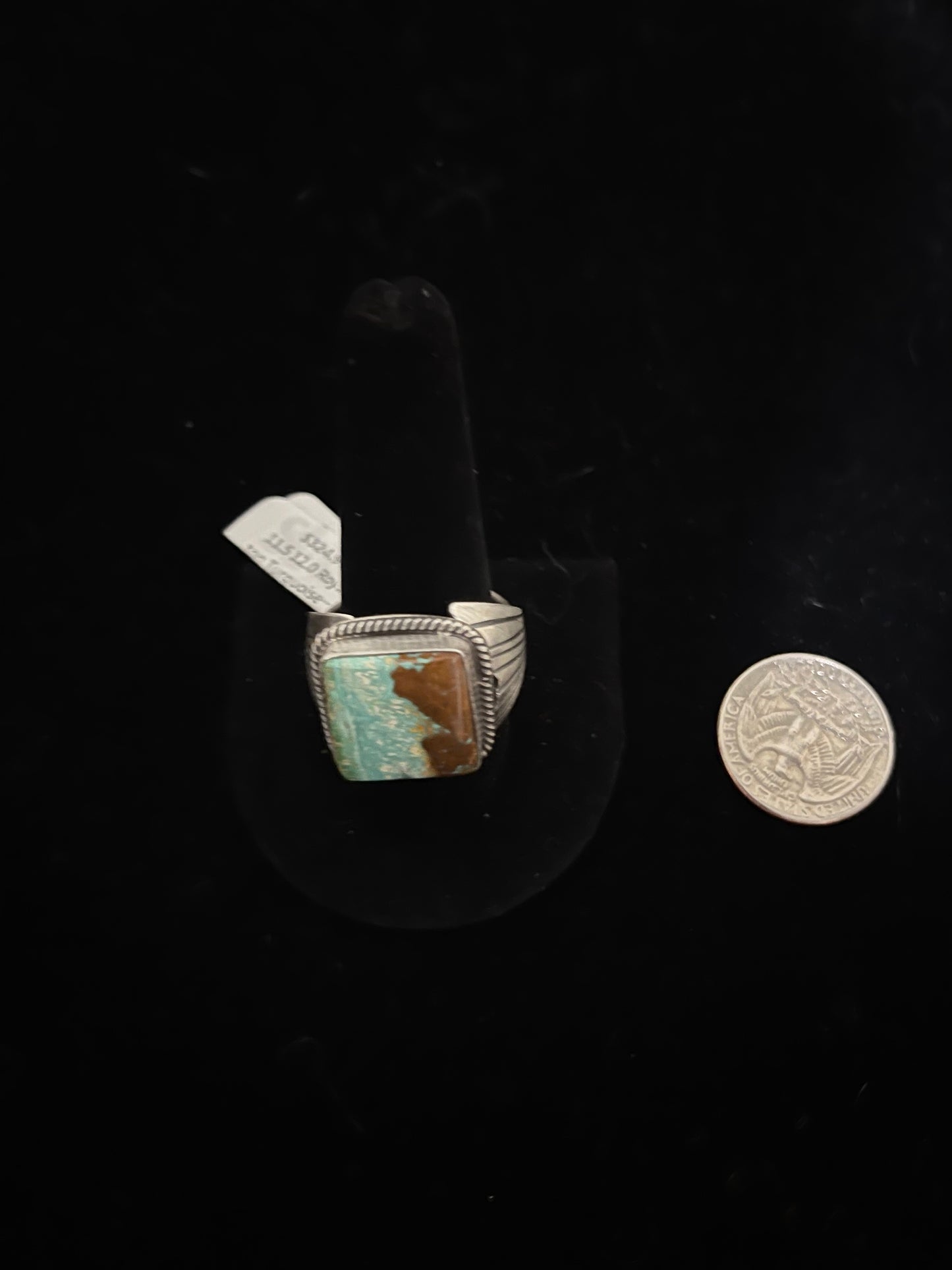11.5 12.0 Royston Turquoise Square Thick Band Ring by J, Navajo
