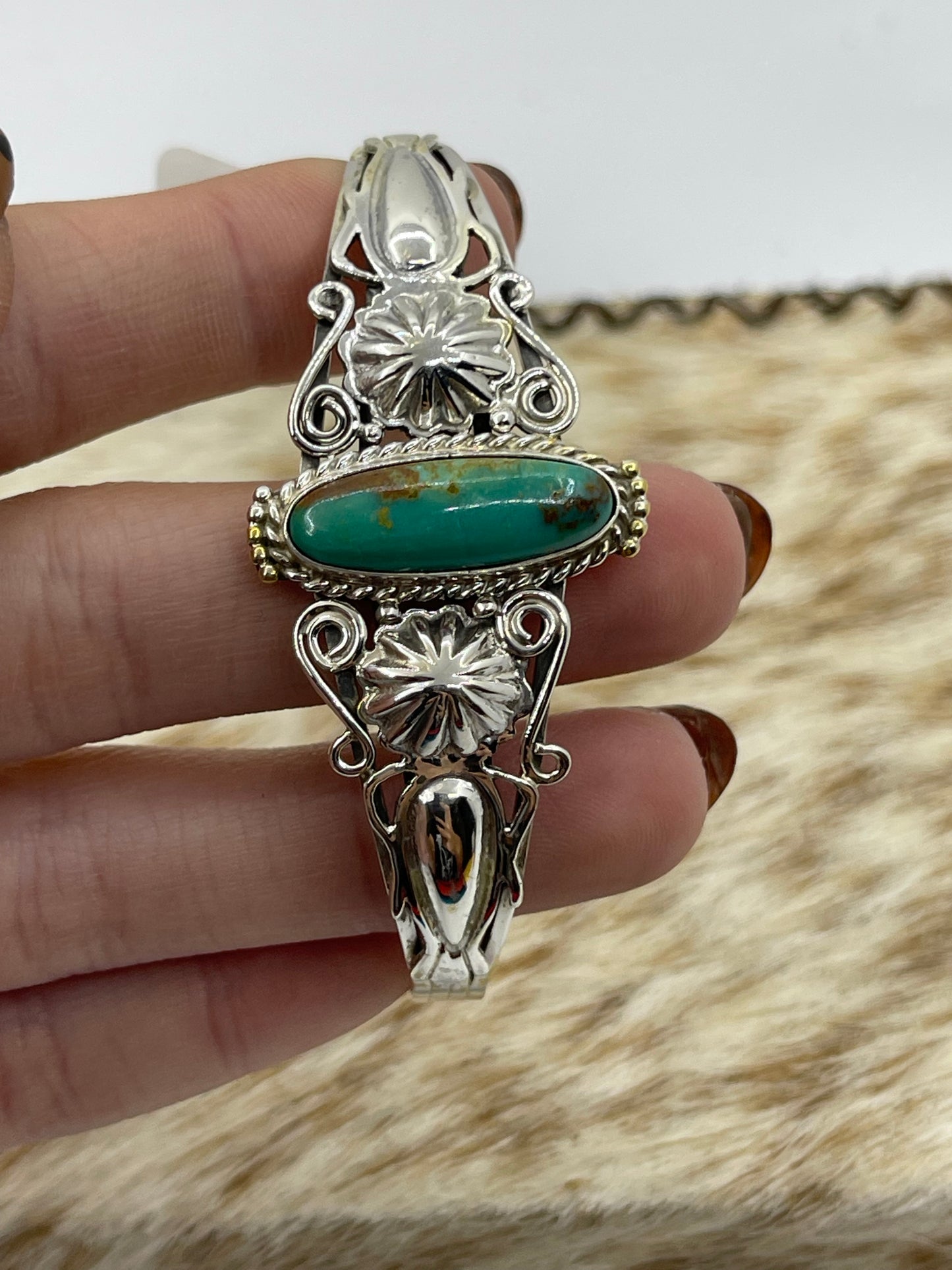 5 1/2”-7” Royston Turquoise Oval Cuff by Darrell Morgan, Navajo