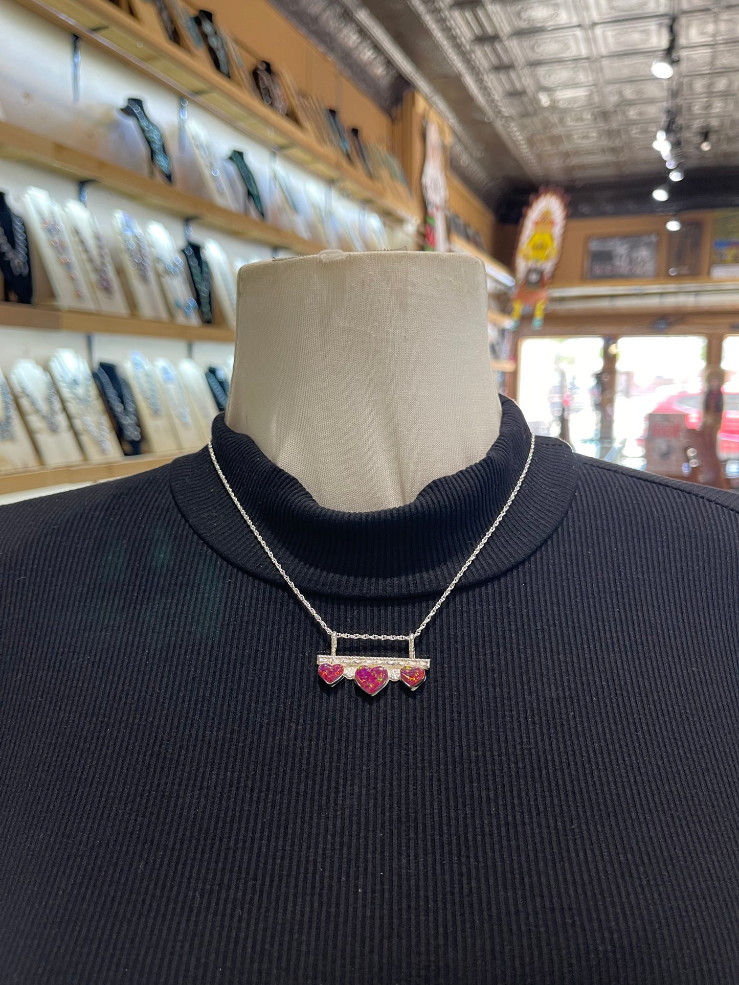 18" Chain with Dark Pink Opal 3.5mm Bale by Donoran Mahler, Navajo