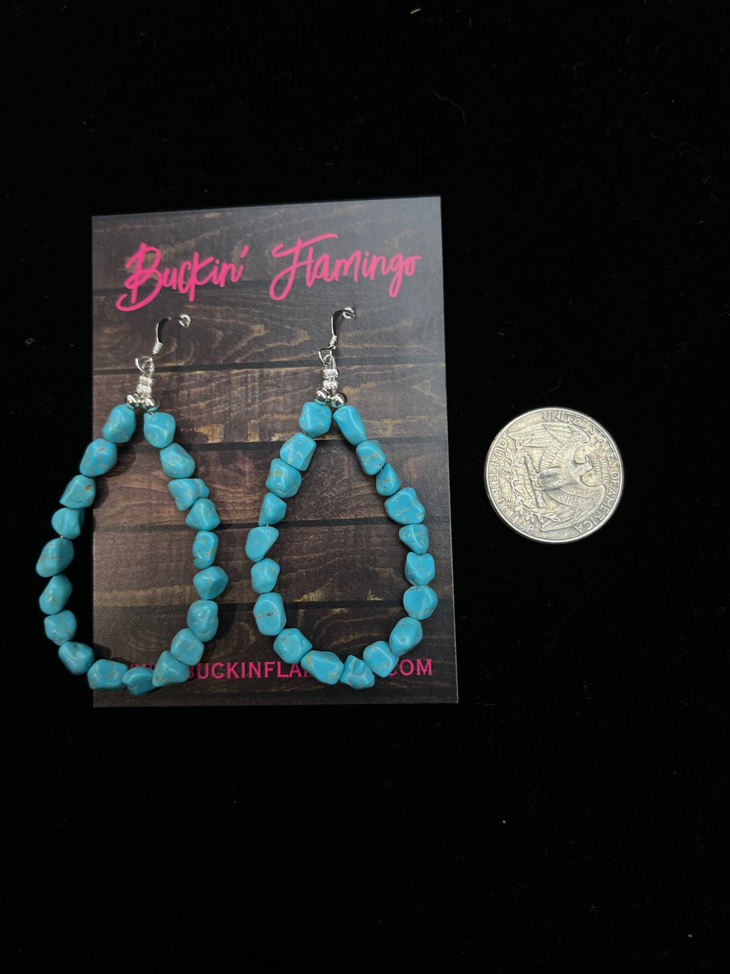 Turquoise Nugget Teardrop Dangle Earrings by Louise Joe, Navajo