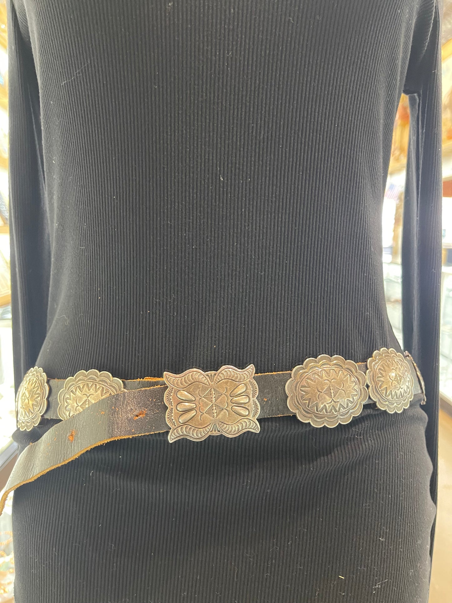 Vintage Silver Concho Belt by John Lucio, Zuni