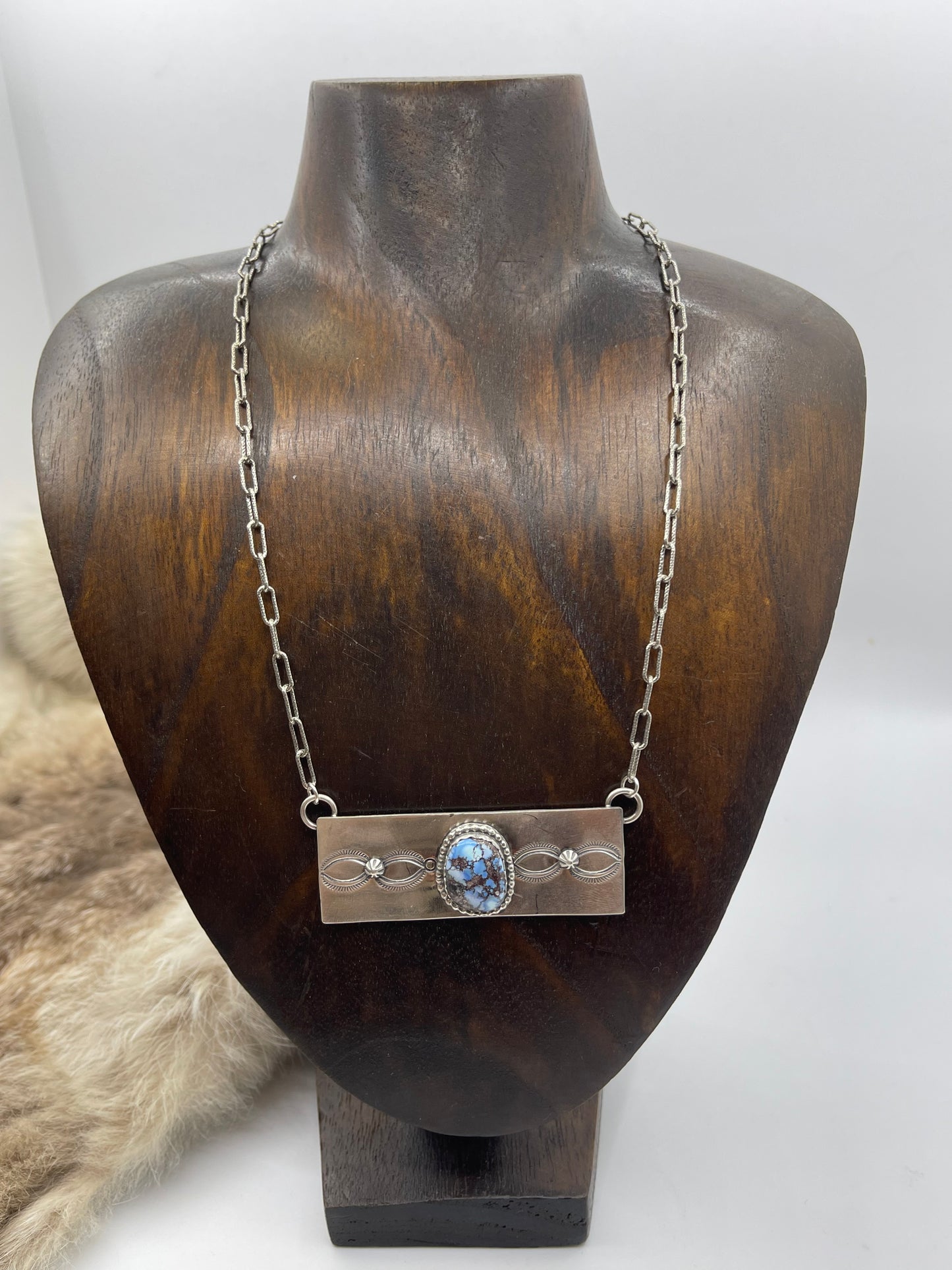 17" Golden Hills Turquoise Necklace by Gabby Jurado, Navajo