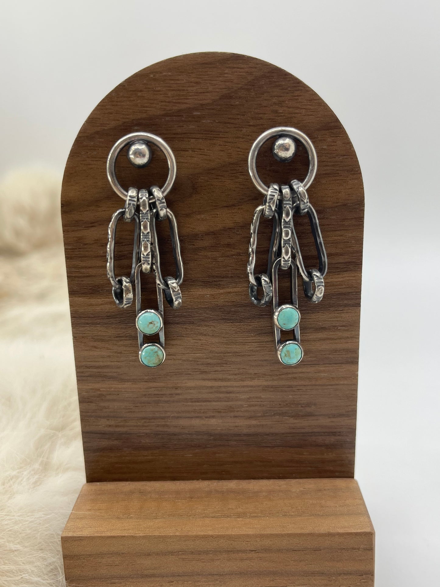 Paperclip Chain Earrings with Turquoise by Bad Bronc