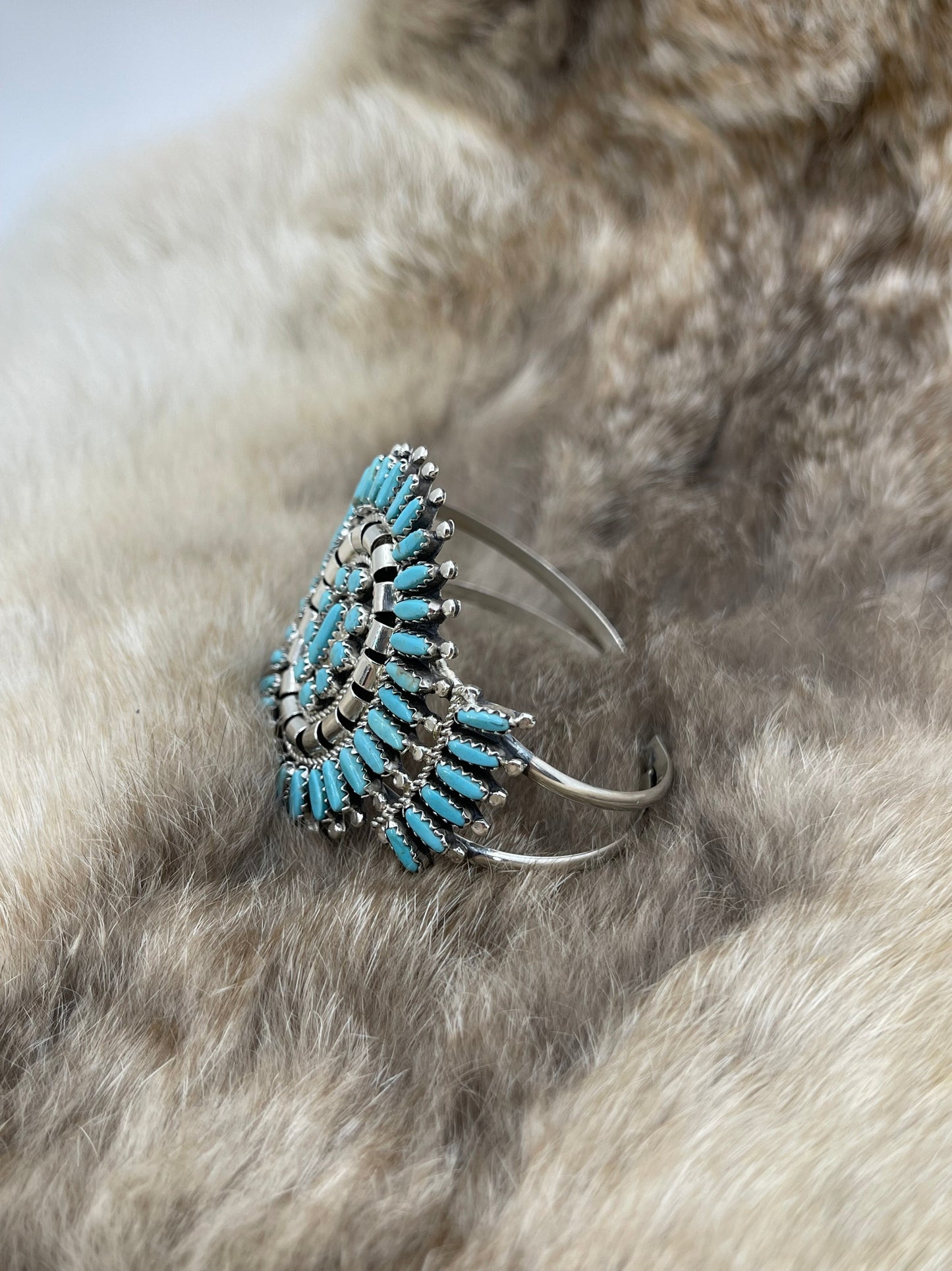 Navajo Cluster Cuff with Sleeping Beauty Turquoise by Nathaniel & Rosita Nez, Navajo