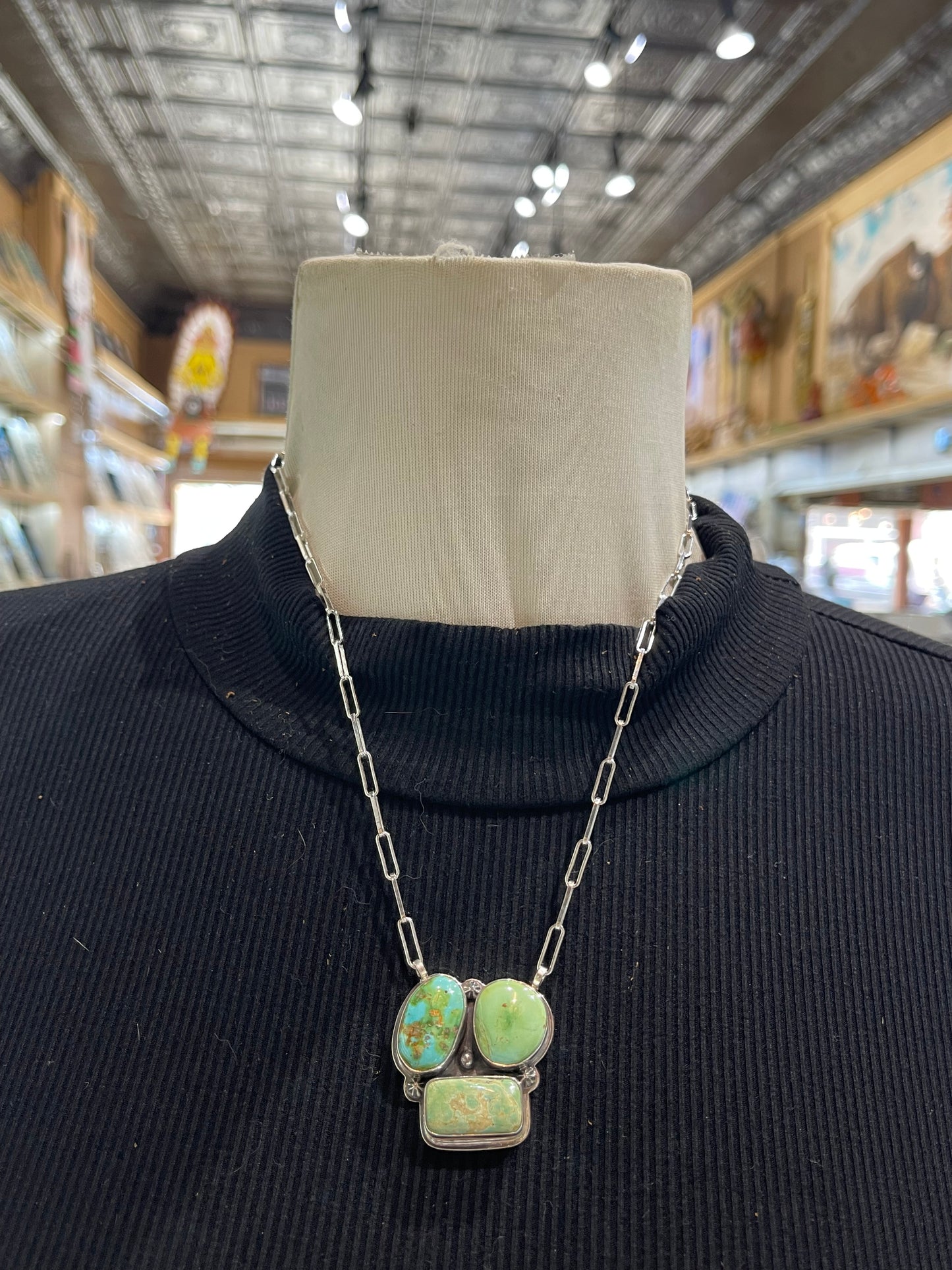 18" 3 Stone Sonoran Gold Turquoise Necklace