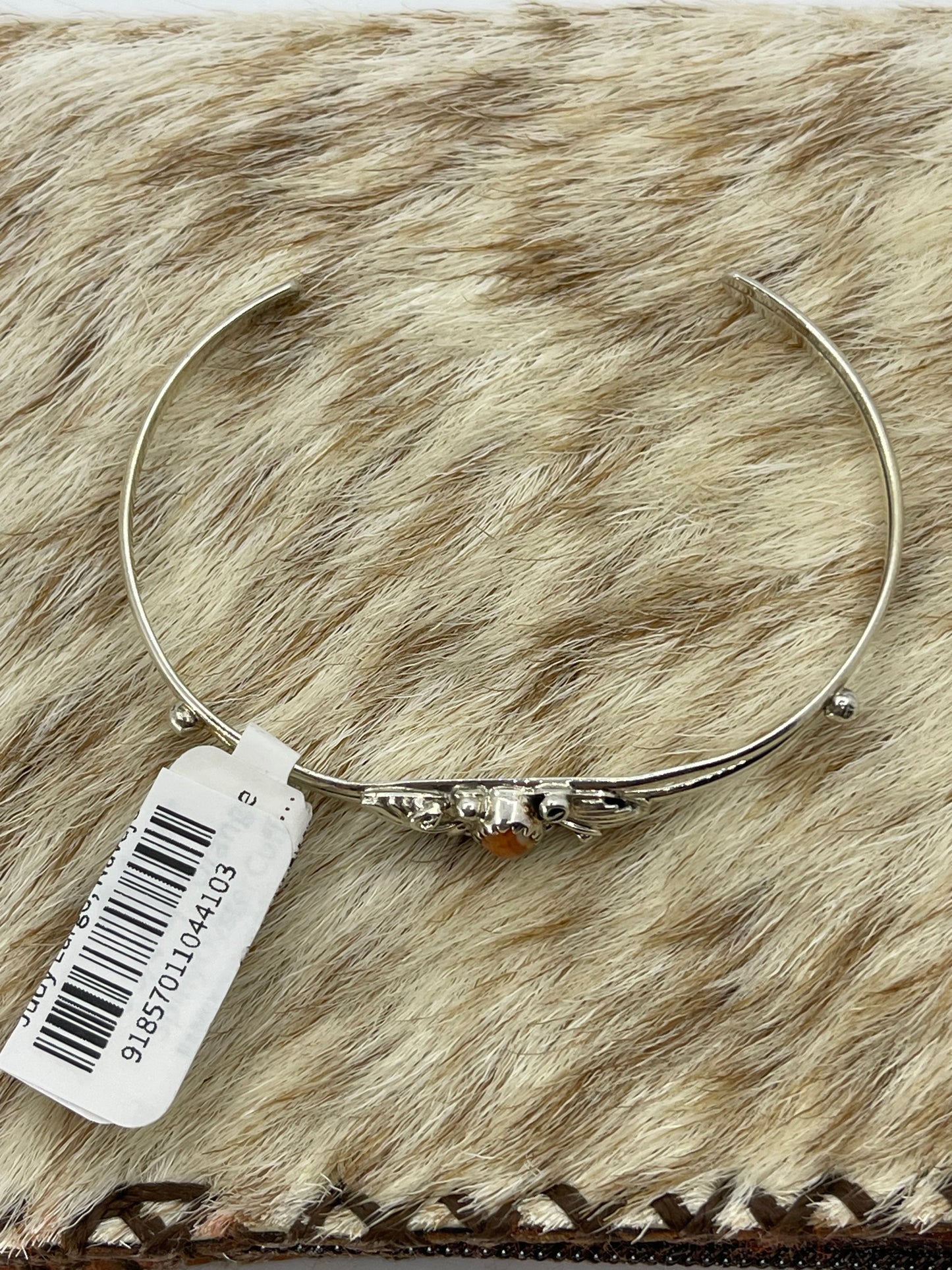 5 3/4"-7" Orange Spiny Oyster Cuff by Judy Largo, Navajo