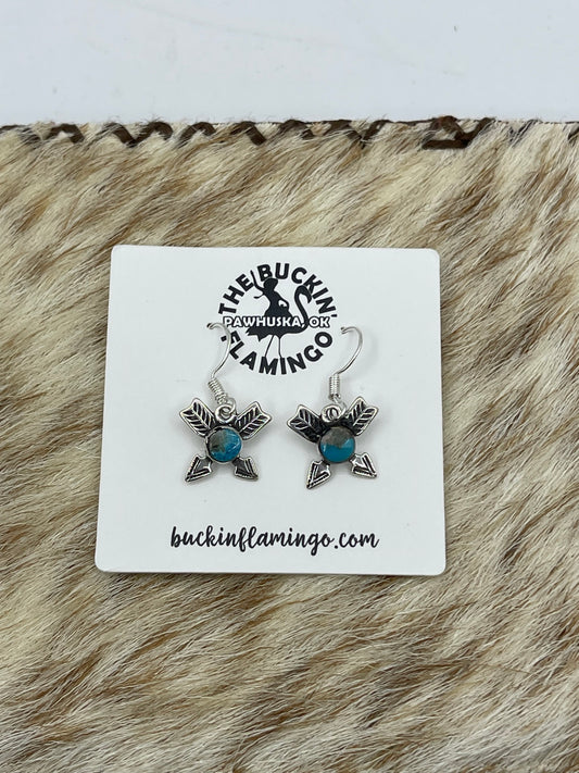 Crossed Arrow Turquoise Dangle Earrings