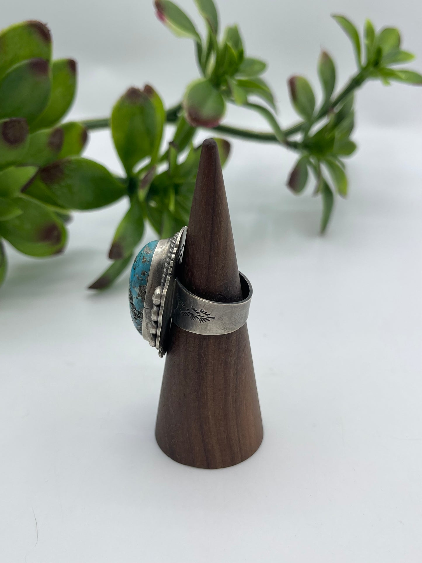 7.0 Persian Turquoise Ring By John Nelson, Navajo