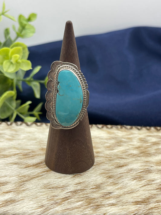 6.5 Kingman Turquoise Ring by John Nelson, Navajo