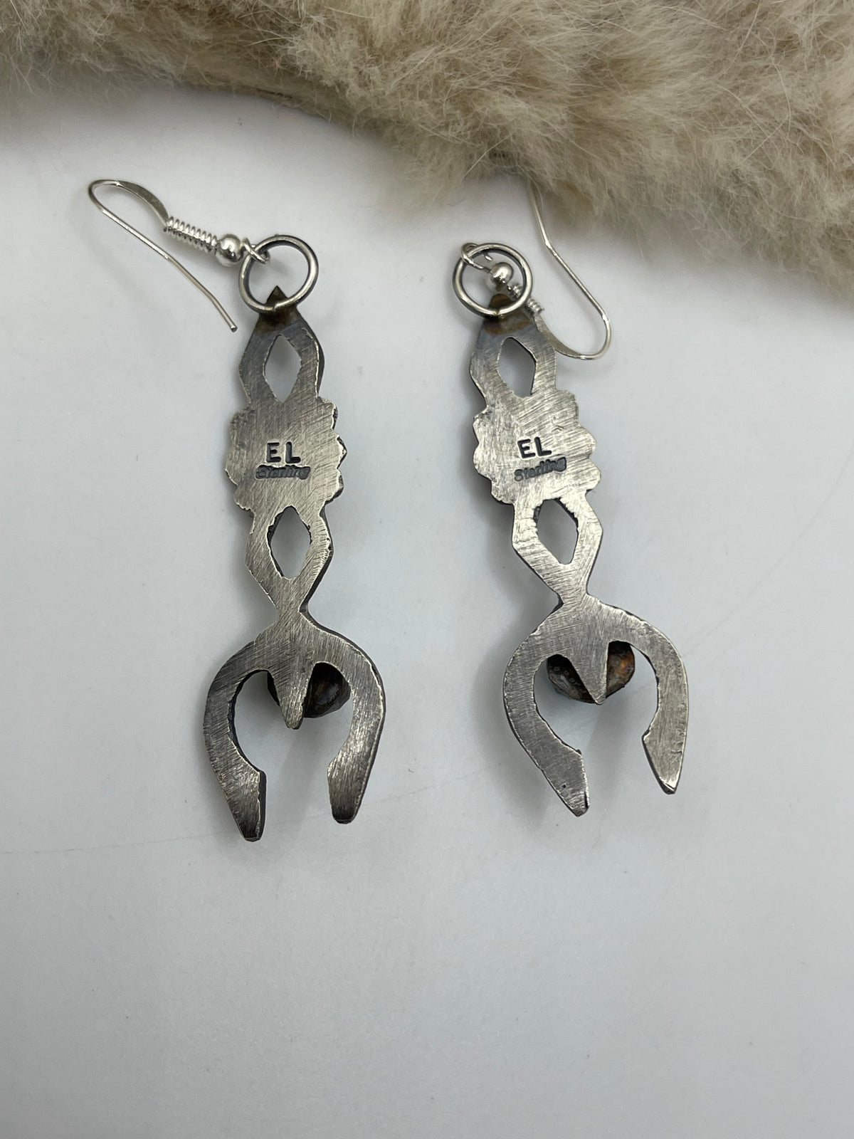 Sand Cast with Sleeping Beauty Turquoise Earrings by Eva & Linberg Billah, Navajo