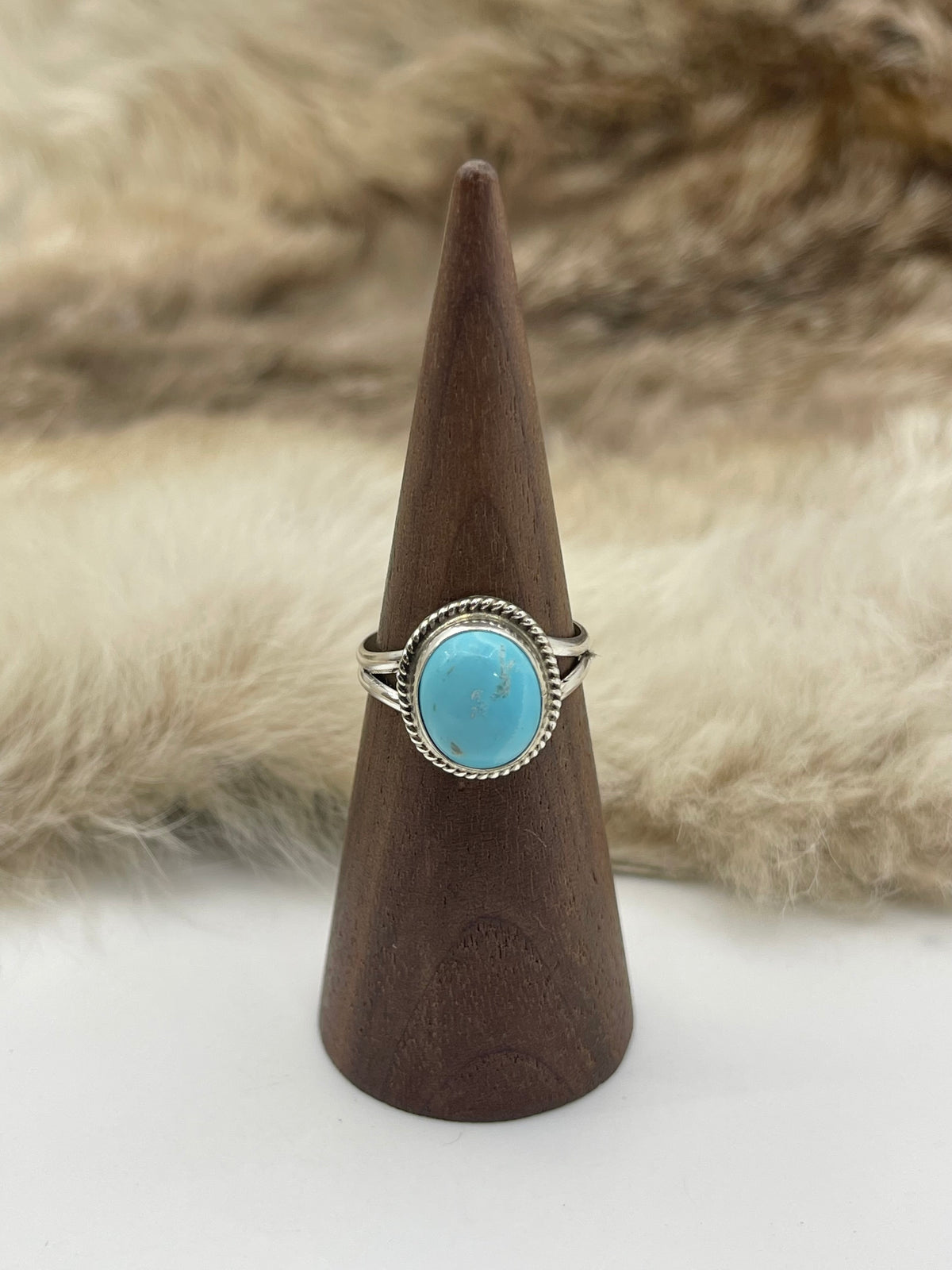 8.5 Blue Kingman Turquoise Ring by Byron Begay, Navajo