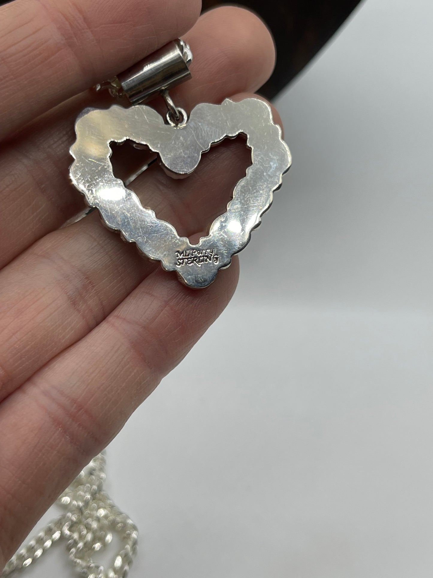 18" Turquoise Heart Pendant Necklace with a 5mm Bale by Martin Perry, Navajo