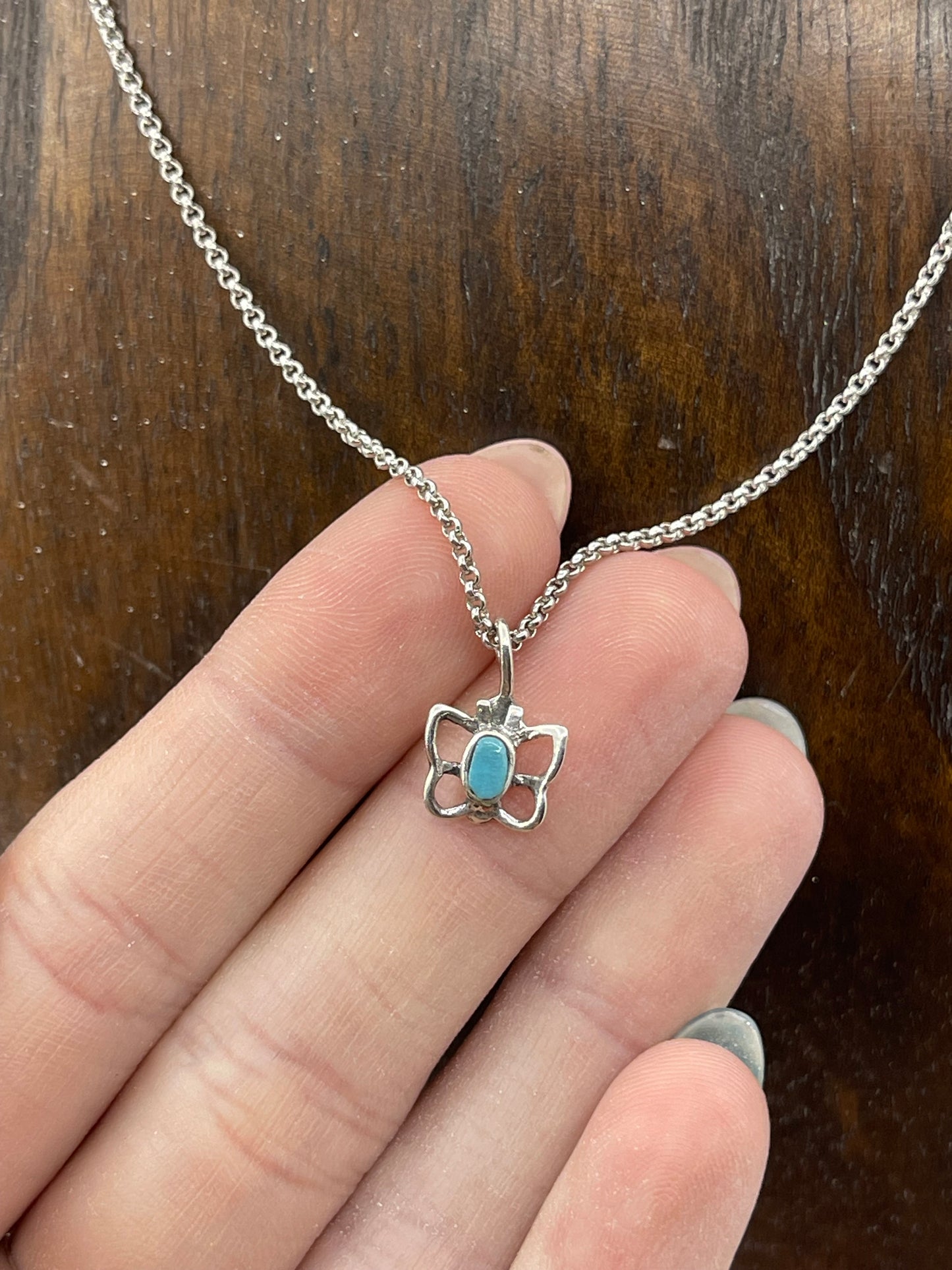 18" Tiny Turquoise Butterfly Necklace