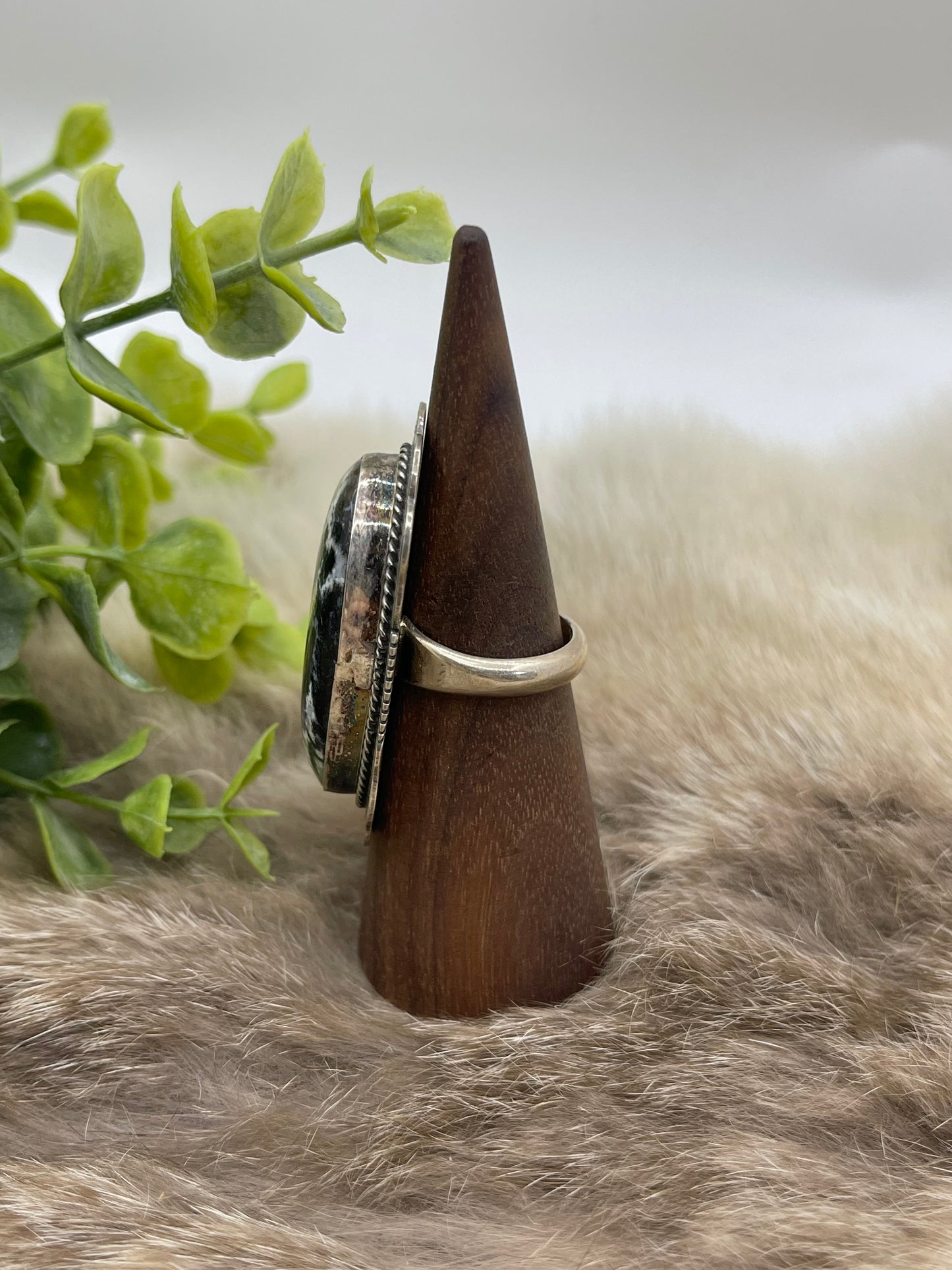 8.0 Zebra Jasper Oval Ring by John Nelson, Navajo