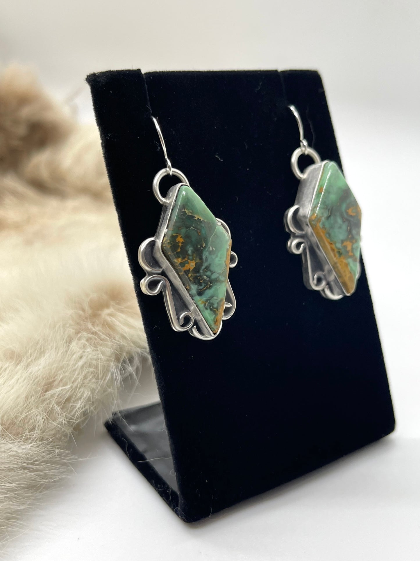 Royston Turquoise Diamond Shaped Dangle Earrings