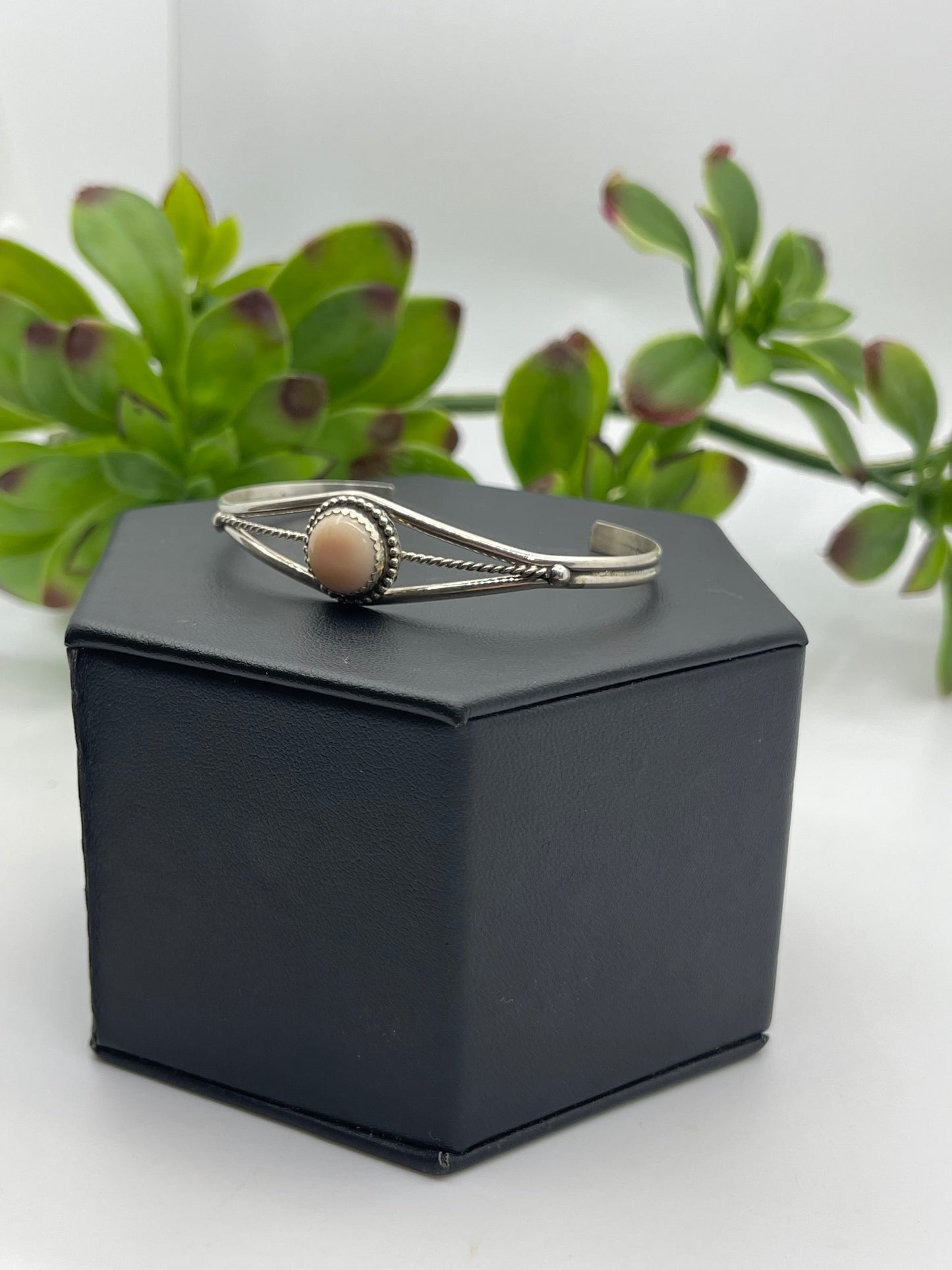 5" - 6.75" Pink Conch Cuff by Esther White, Navajo