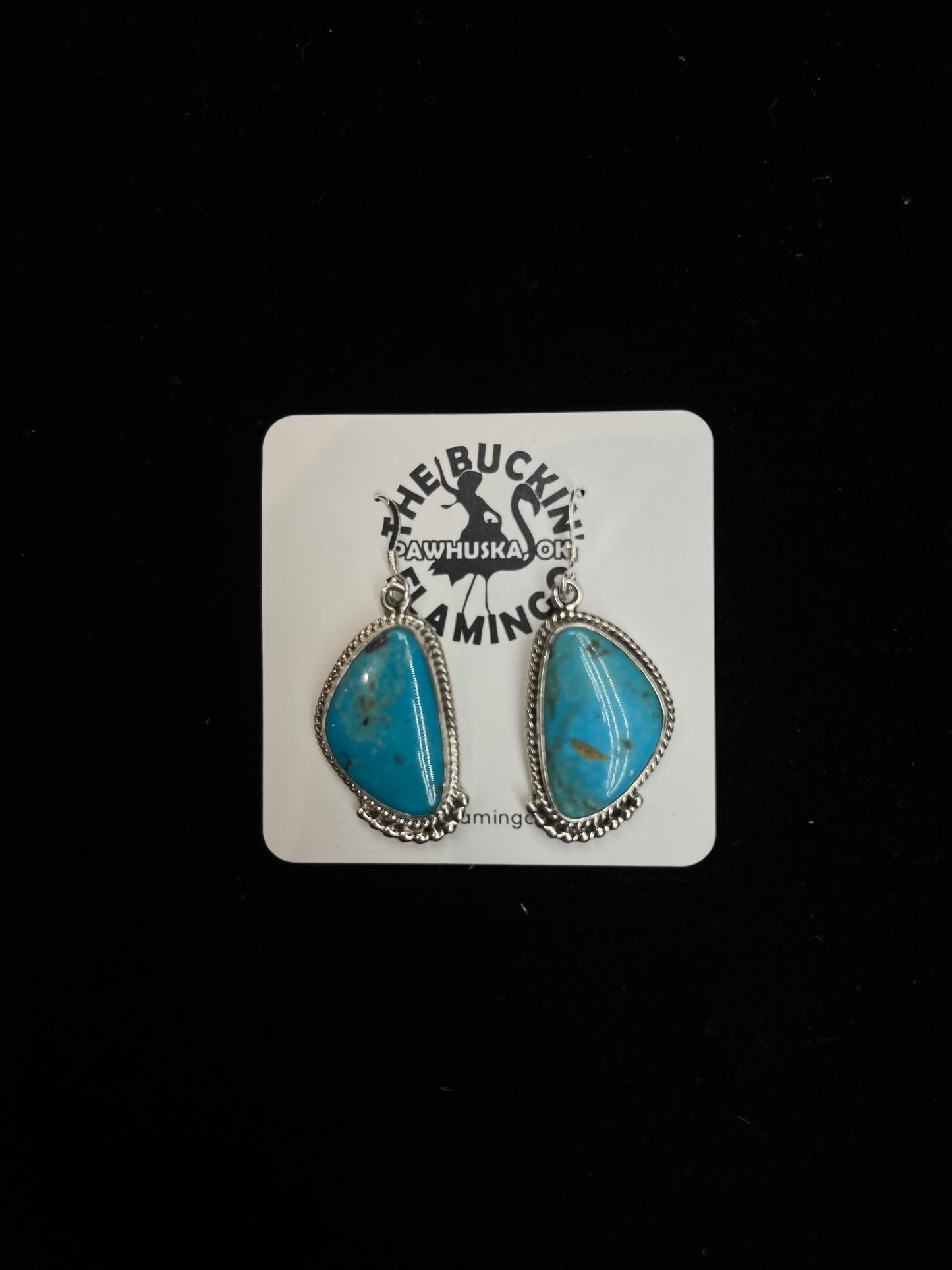 Turquoise Dangle Triangular Shaped earrings by Verley Betone, Navajo