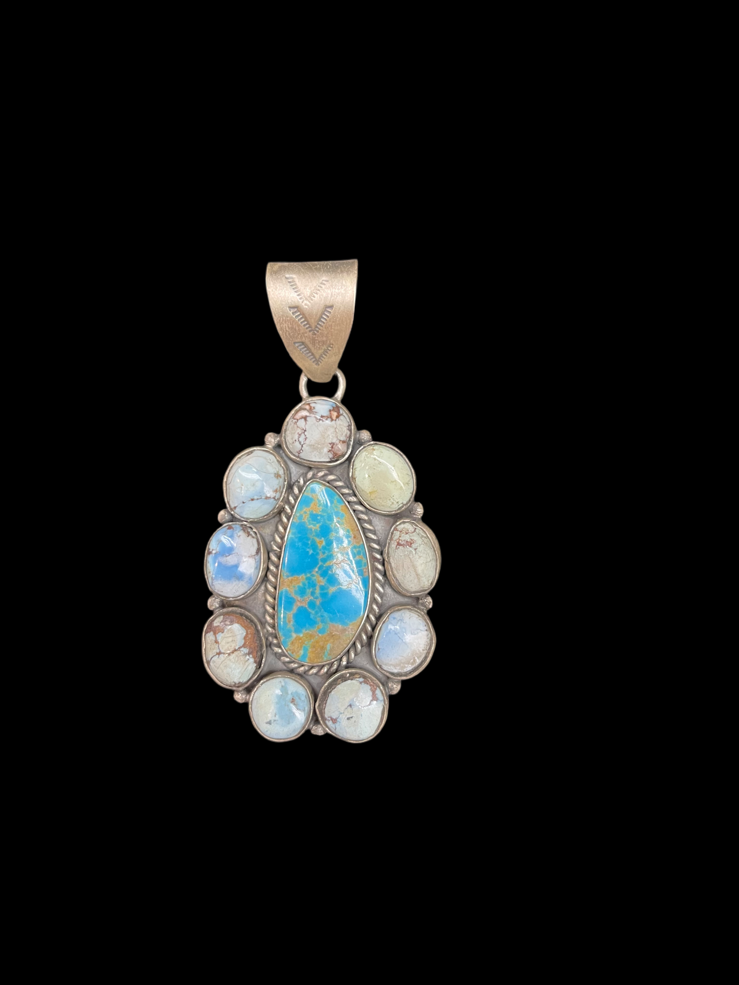 Cripple Creek and Golden Hills Turquoise 10 Stone Pendant