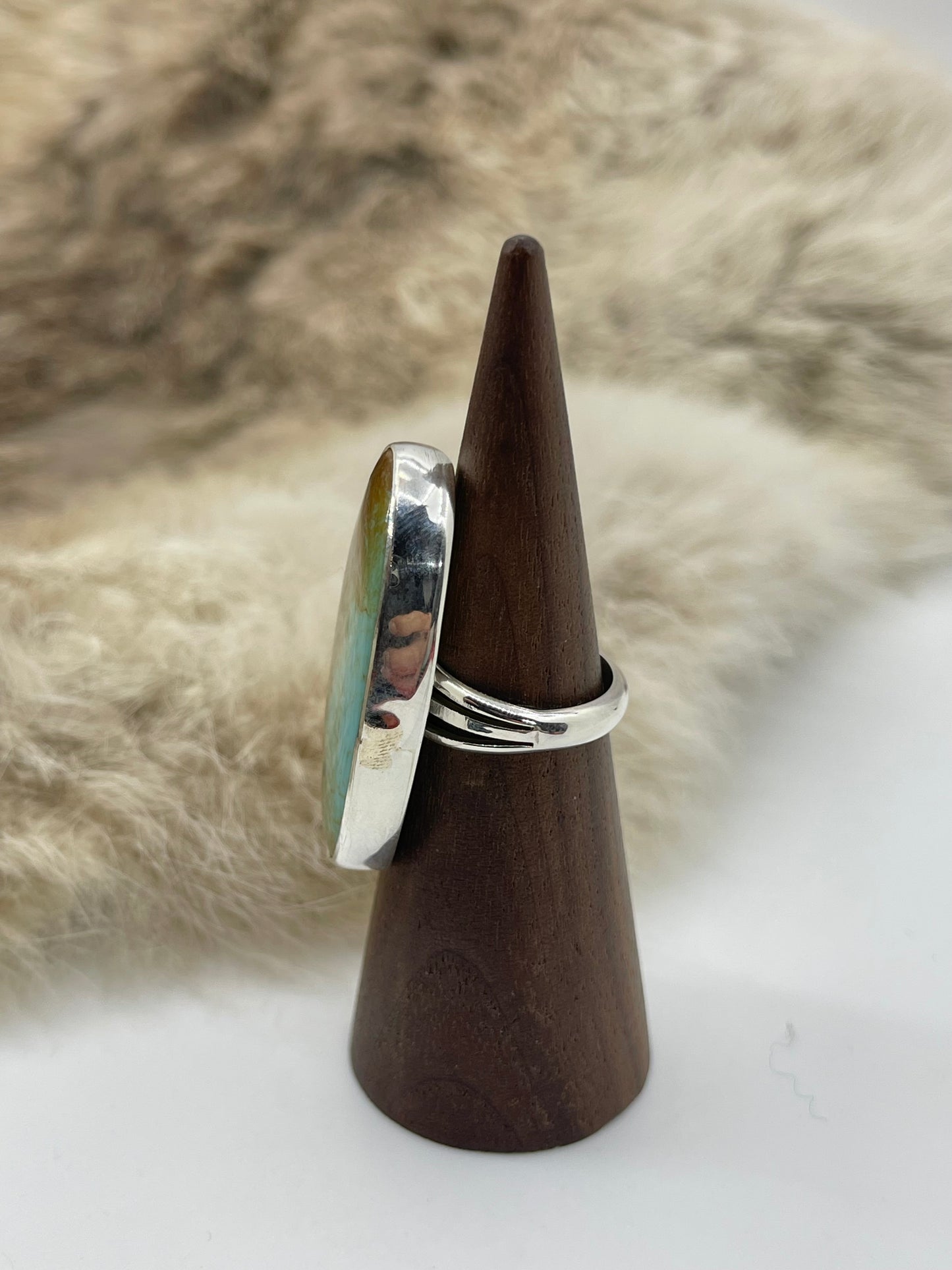 6.5 Kingman Turquoise Ring by Lawrence Willie, Navajo
