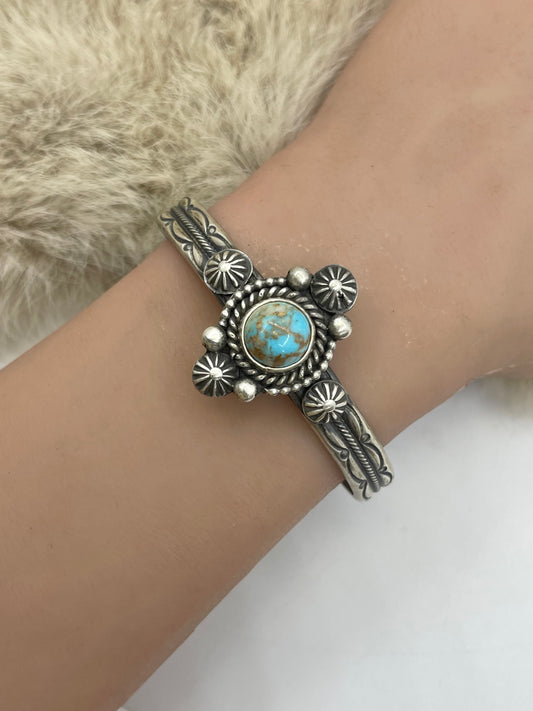 6"-7.5" Turquoise Cuff by Max Calladitto, Navajo