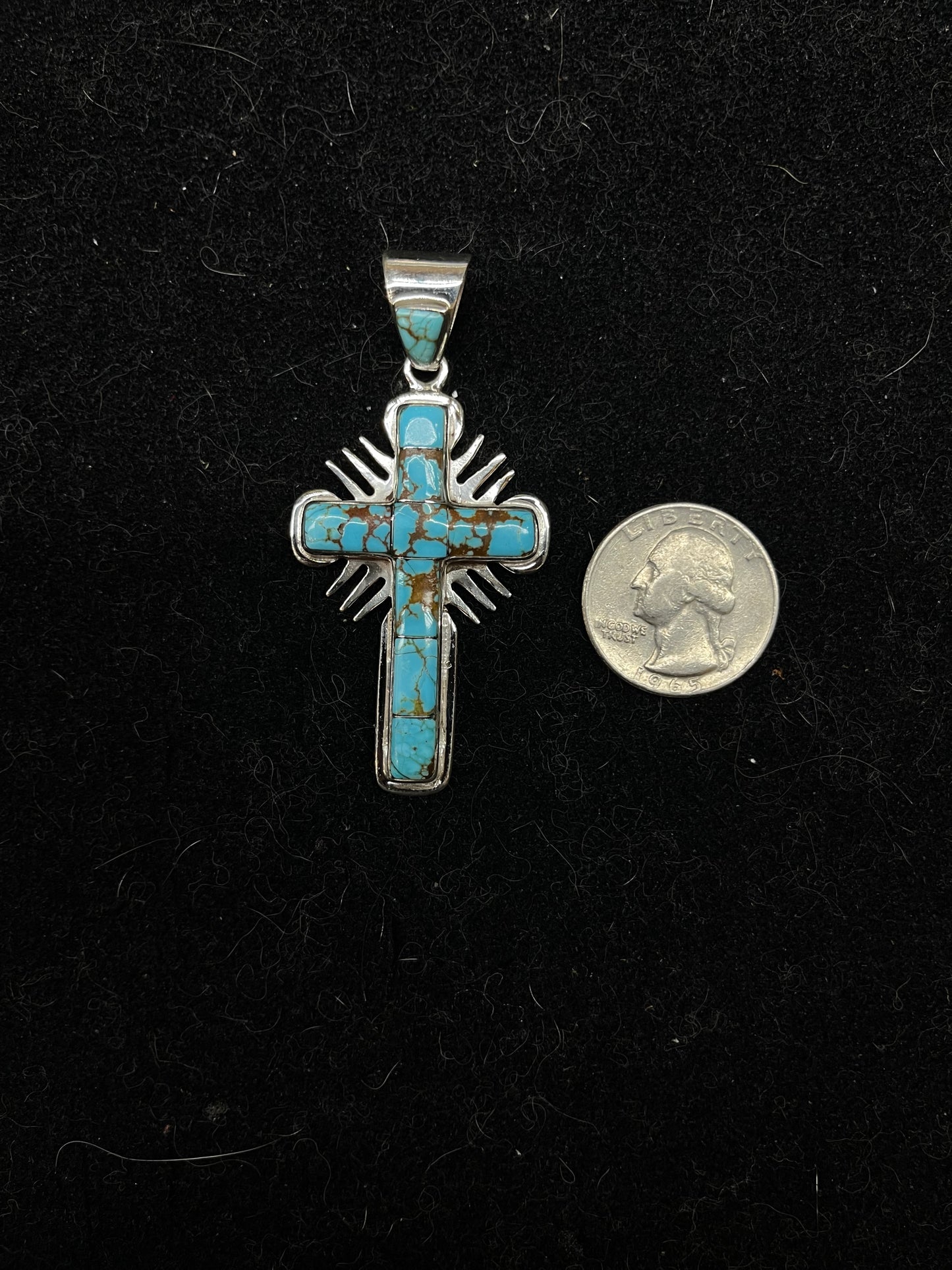 Turquoise Sun Cross Pendant with an 8mm Bale