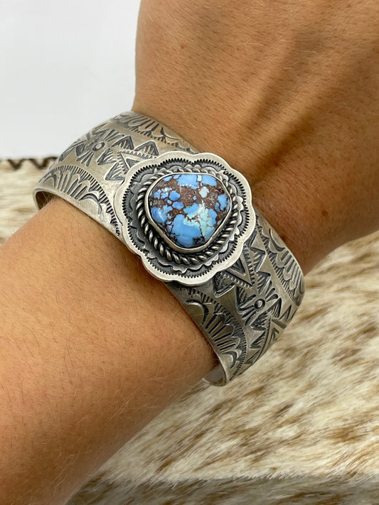 Golden Hill Turquoise 6”-7 1/2” Cuff by Boyd Ashley, Navajo
