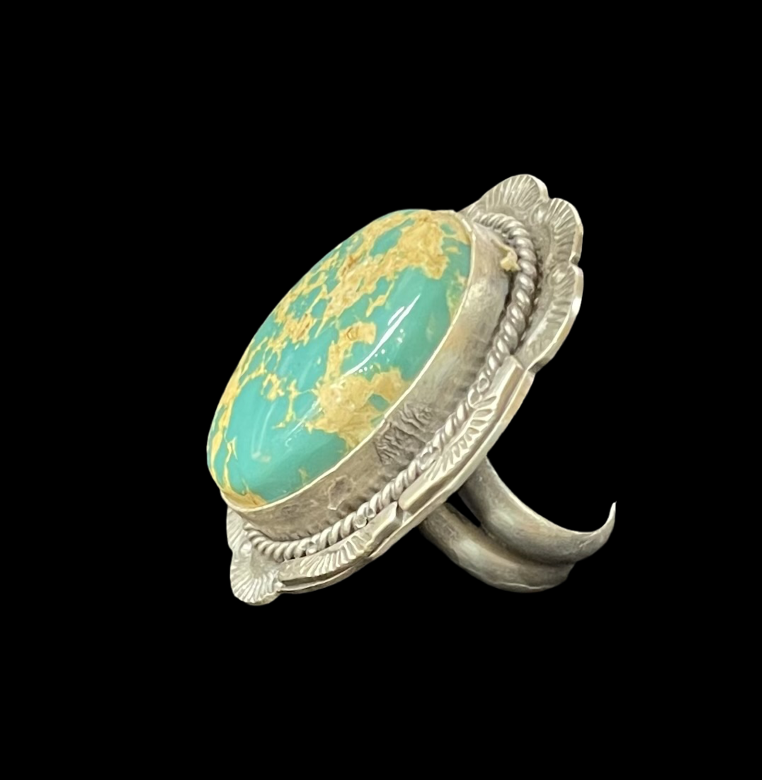 7.5 Royston Turquoise Ring by Gilbert Platero, Navajo