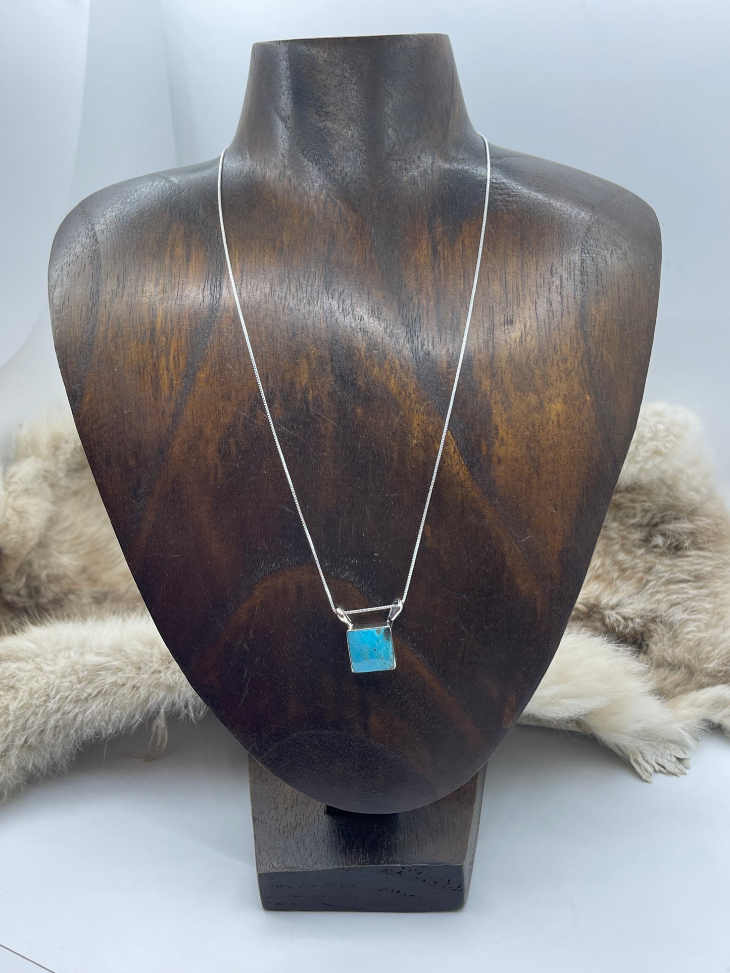 18" Square Turquoise Necklace by Ryntanna Yazzie, Navajo