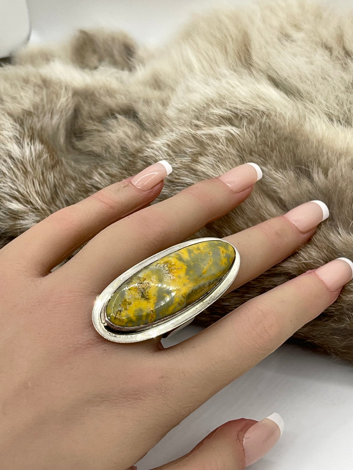 8.0 Bumblebee Jasper Ring by Marie Jackson, Navajo