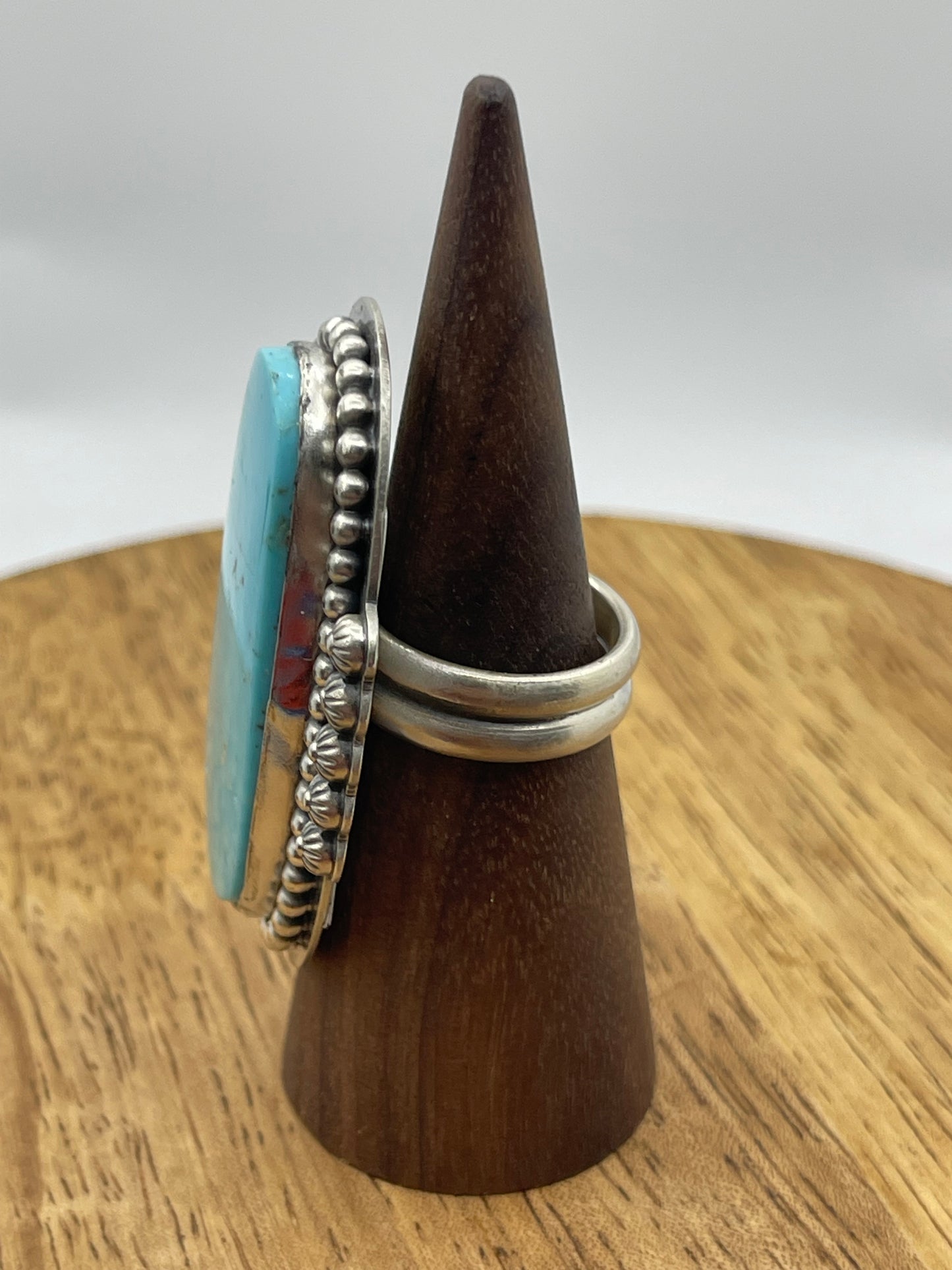 Adjustable Kingman Turquoise Oval Ring