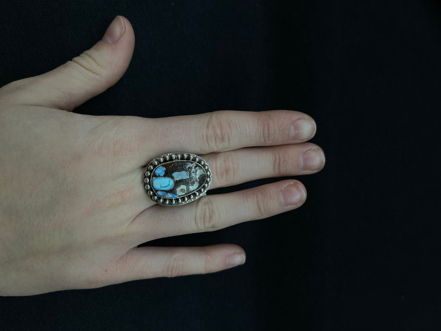 8.0 Mosaic Golden Hills Turquoise Ring by Zia