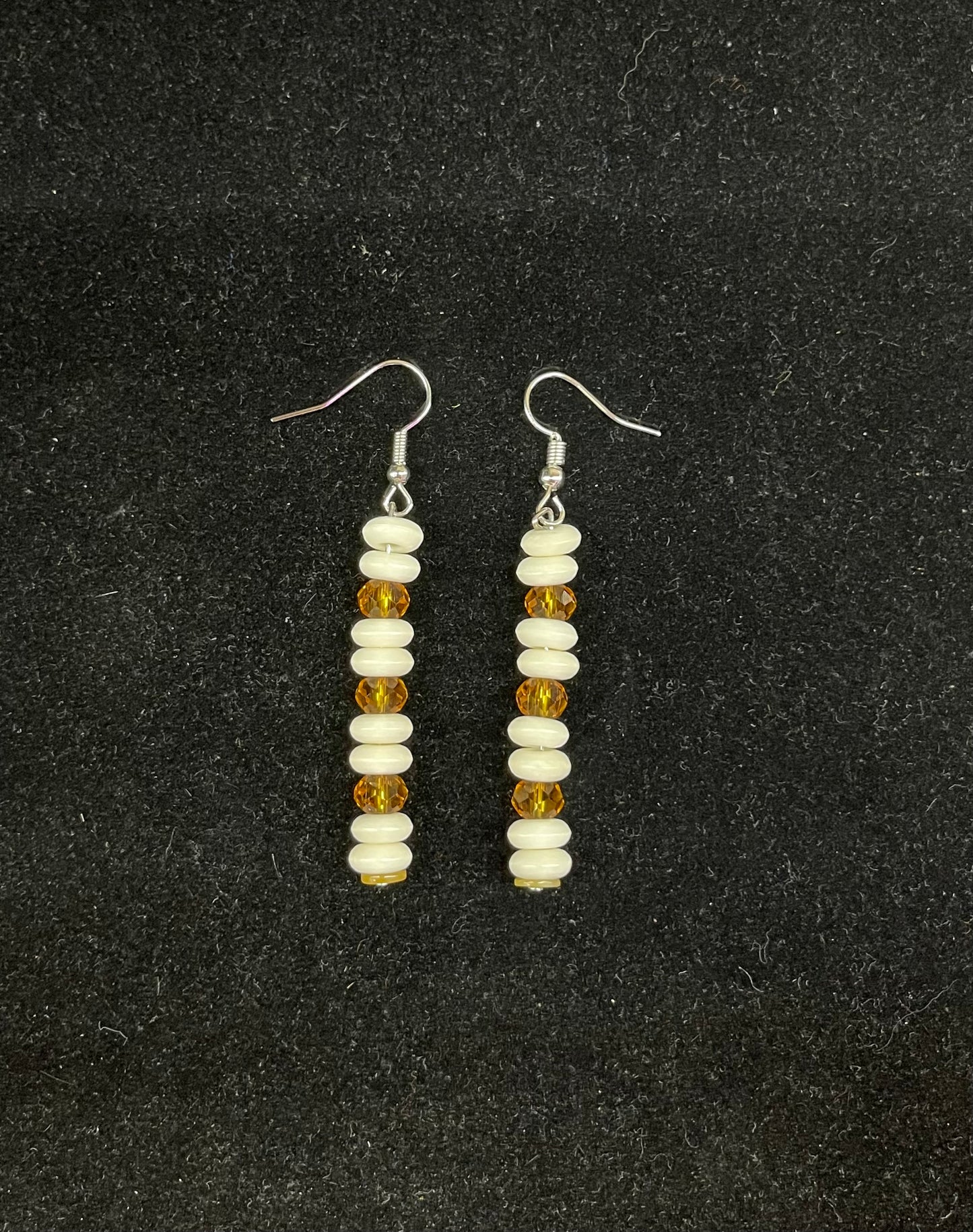 Buffalo Bone and Glass Bead Dangle Earrings by Ren McCulley; Seminole, Creek