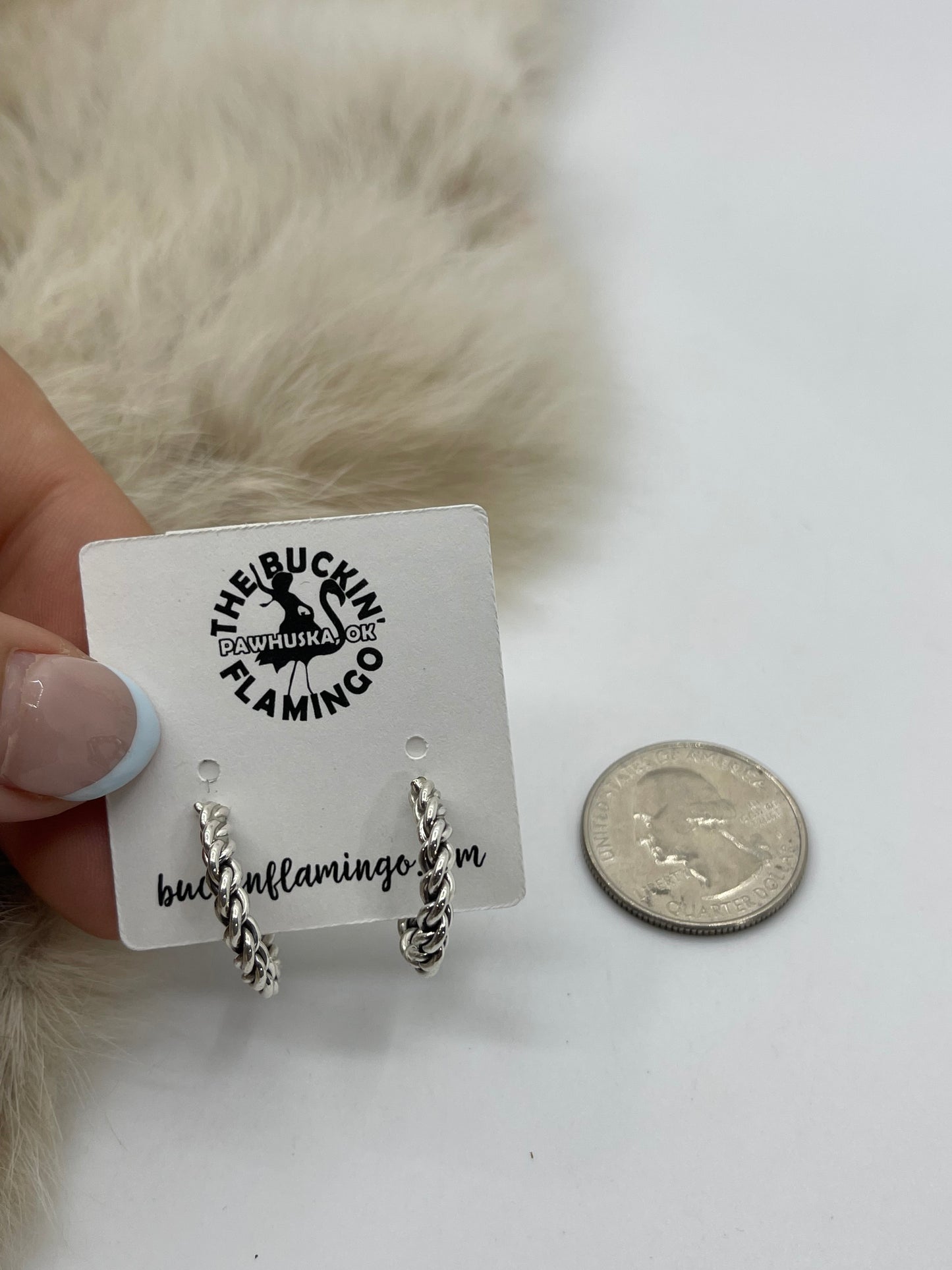 Small Braided Hoop Earrings by Elaine Tahe, Navajo