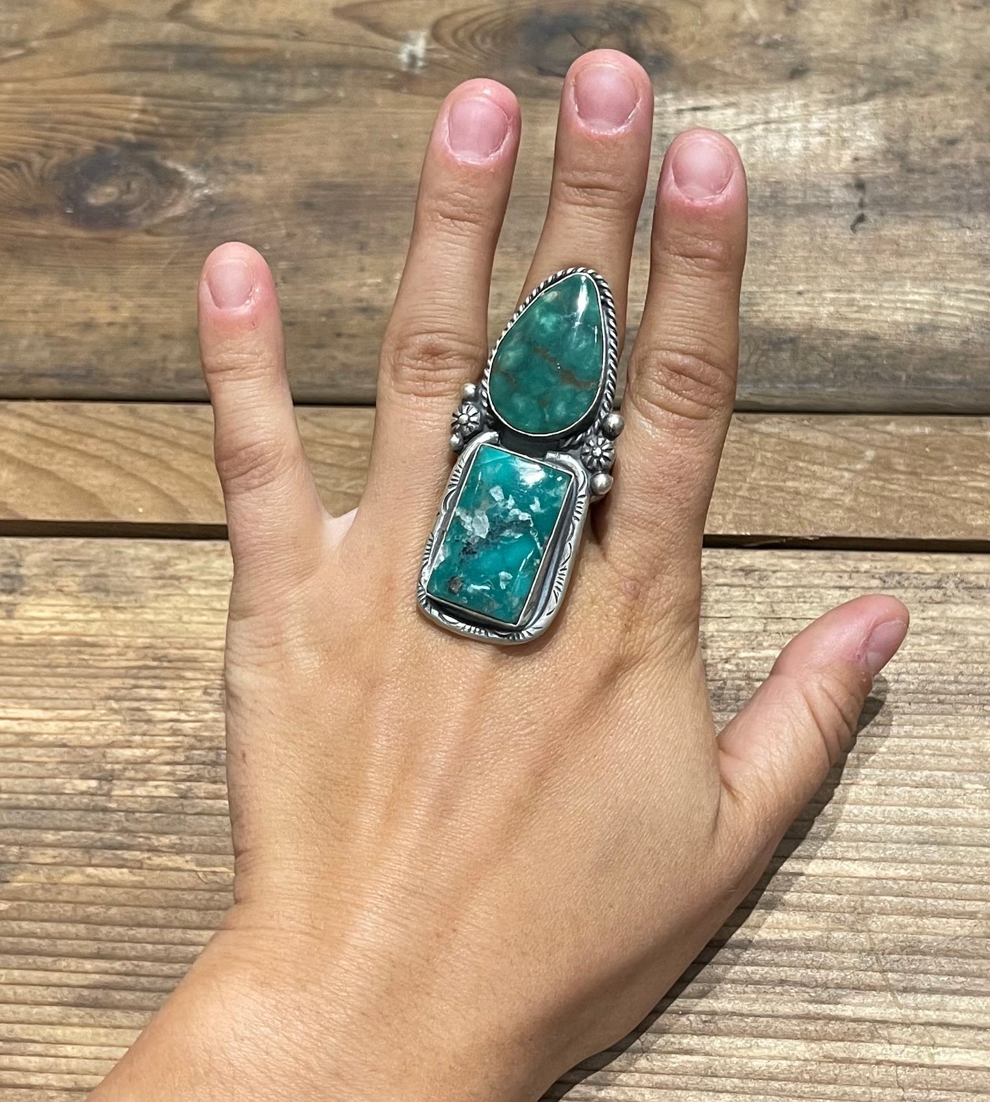 11.0 Emerald Valley Ring by Boyd Ashley, Navajo