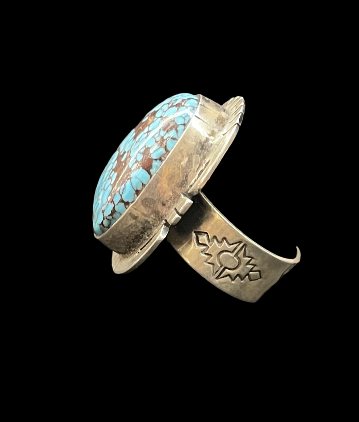 8.5 Egyptian Turquoise Ring by Steve Nez, Navajo