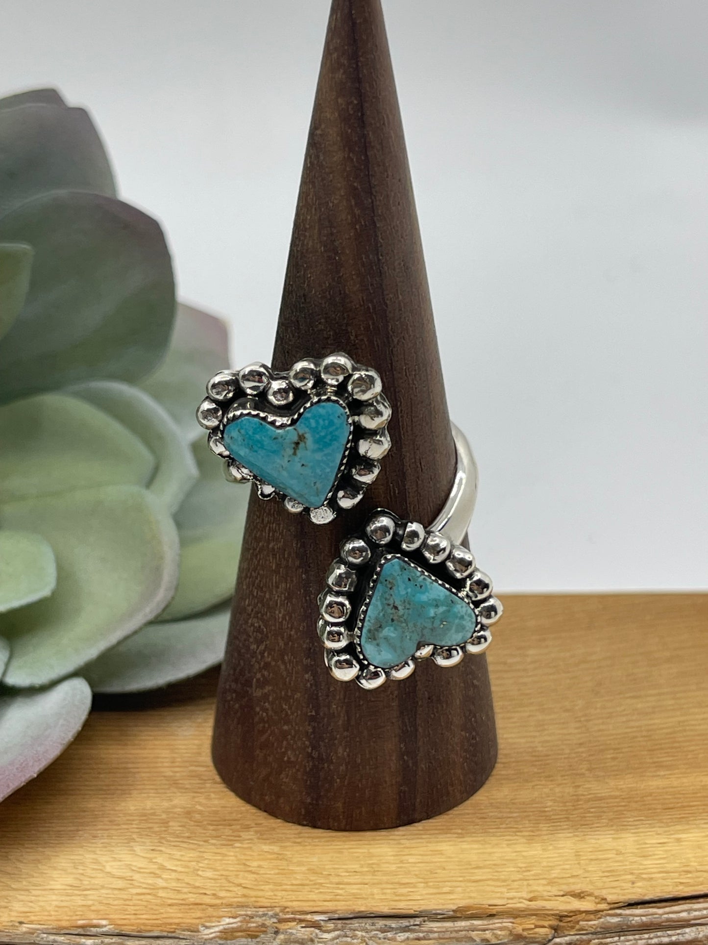 10.0 2 Stone Heart Ring by Arlene Lewis, Navajo