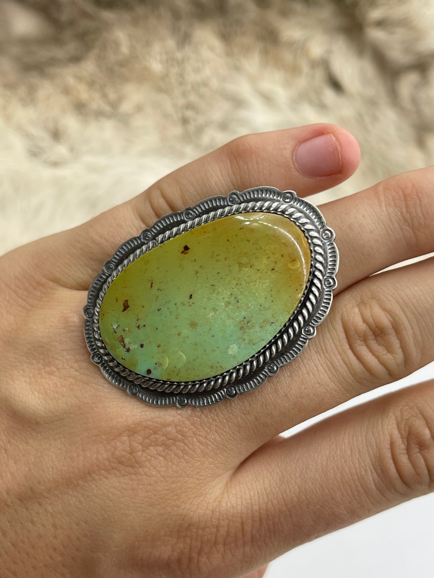 Adjustable Size 10.0 Royston Turquoise Ring by Jeff Largo, Navajo