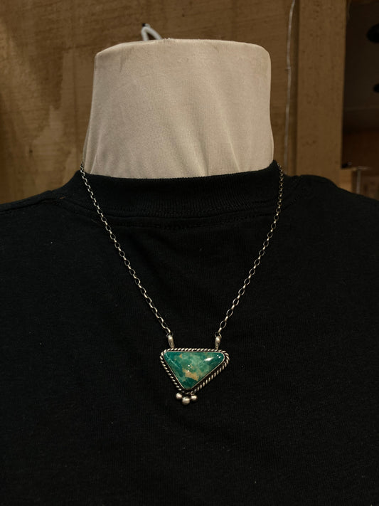 18" Kingman Turquoise Triangle Necklace by Augustine Largo, Navajo