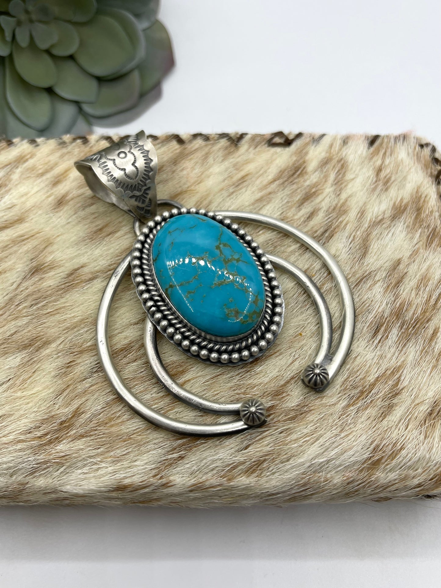 Cripple Creek Turquoise Naja Hook Pendant with a 14mm Bale