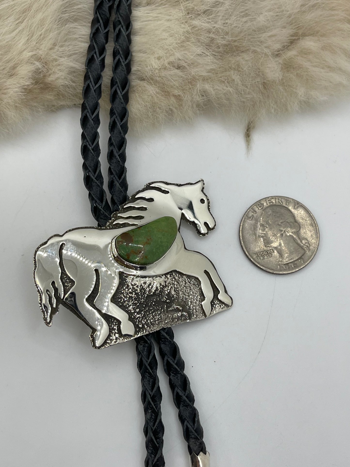 Royston Turquoise Horse Bolo by Marie Jackson, Navajo