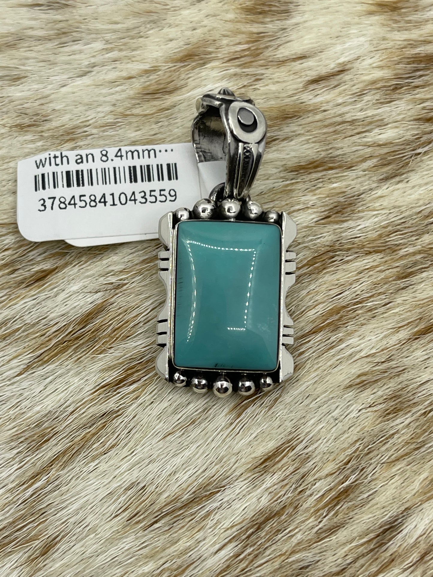 Turquoise Rectangle Pendant with an 8.4mm Bale by Phyllis Smith, Navajo
