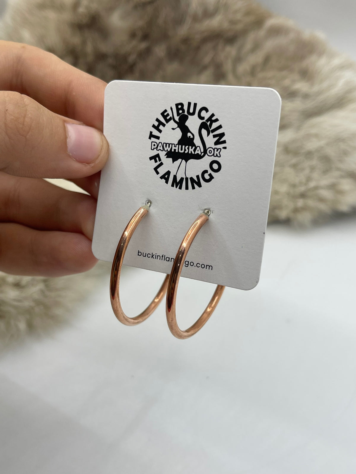 Round Wire Copper Hoop Earrings by Elaine Tahe, Navajo