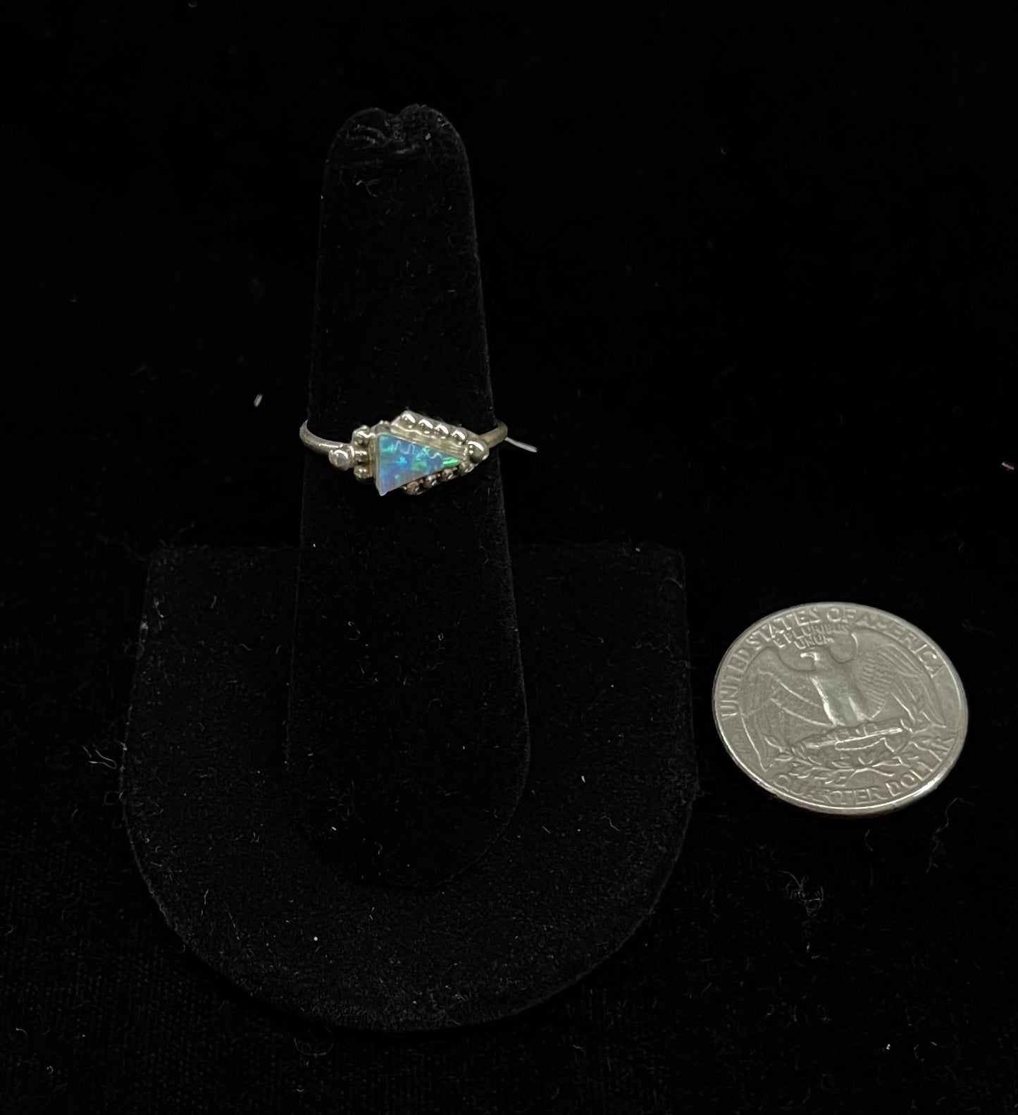 8.0 Blue Opal Triangle Ring