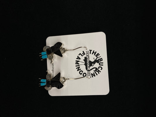 Inlay Eagle Dangle Earrings by Stephen Lonjose, Navajo