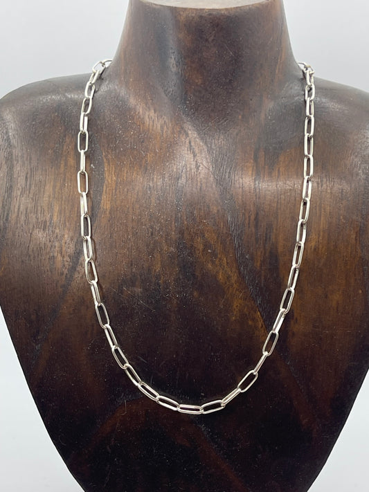 18" Sterling Silver Handmade Paperclip Chain by Sally Shurley, Navajo