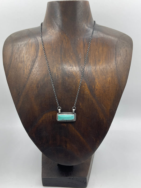 17" Kingman Turquoise Bar Necklace by Johnny Dixon, Navajo