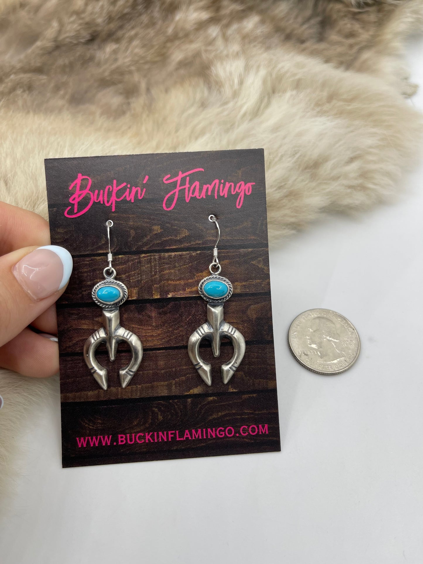 NAJA EARRINGS WITH TURQUOISE BY RITA LARGO, NAVAJO