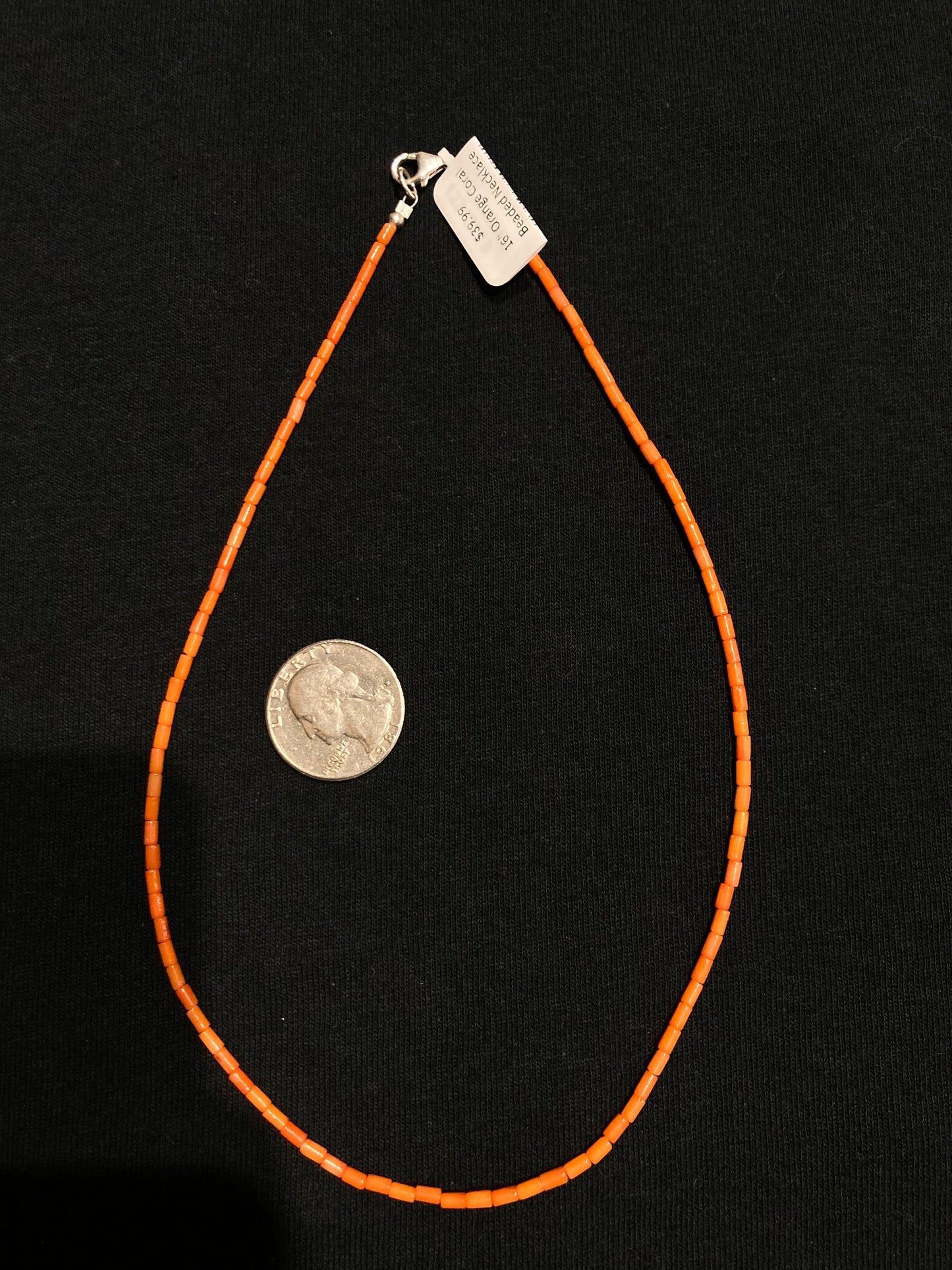 16" Orange Coral Beaded Necklace