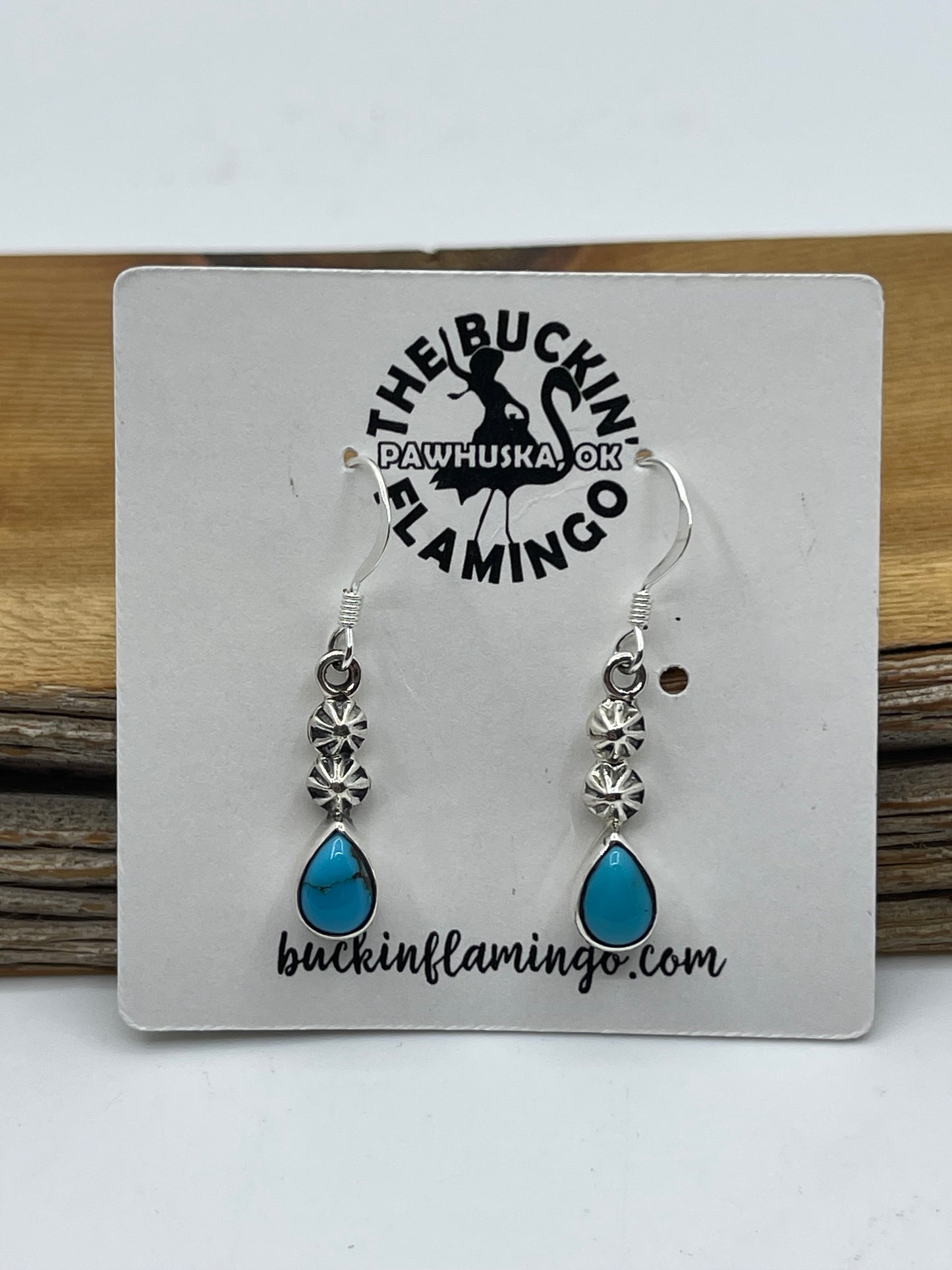 Dainty Turquoise Teardrop Earrings by Verley Betone, Navajo
